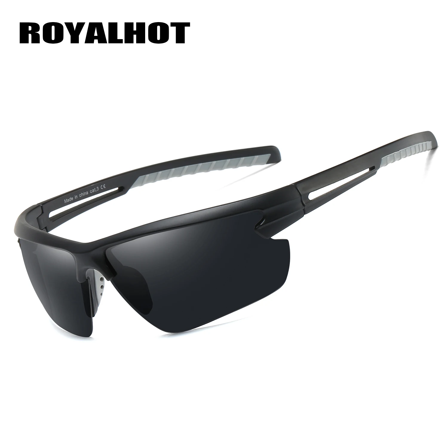 RoyalHot, мужские, женские, поляризационные, половинная оправа, спортивные солнцезащитные очки, Ретро стиль, солнцезащитные очки, 900203 - Цвет линз: grey