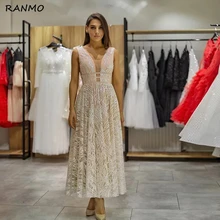 

Champagne Women Prom Party Dress Sleeveless A Line Spraying Gold Tulle Ankle Length Evening Gown вечерние платья