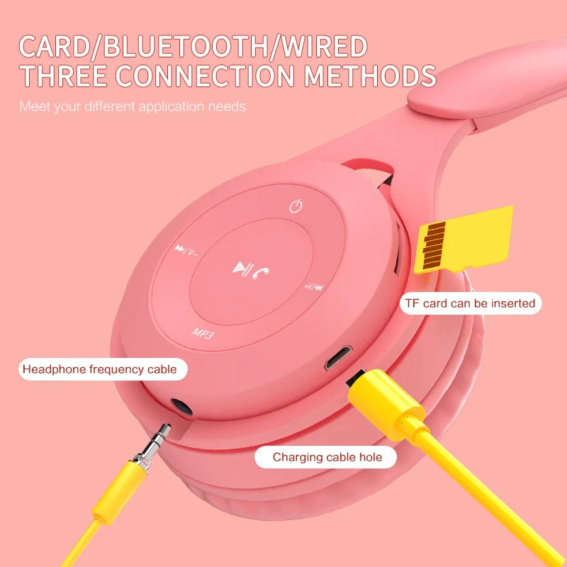 Wireless Headphones Hifi Stereo Noise Canceling With Mic Macaron Colorful Gaming 3 5mm Jack Bluetooth 5 0 Wireless Headset New