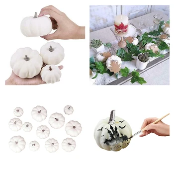 

24 Artificial Autumn Harvest White Pumpkin Seasonal Holiday Decor DIY Painting
