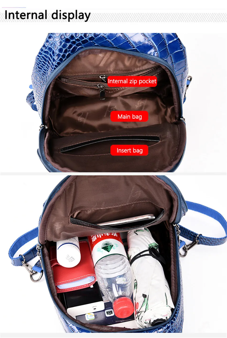 Mochila de Luxo Bolsas de Escola para Adolescentes Nova Padrão Crocodilo Couro Mochila Feminina Alta Qualidade Bolsa Ombro Marca 11 High Quality Bolsas e Malas