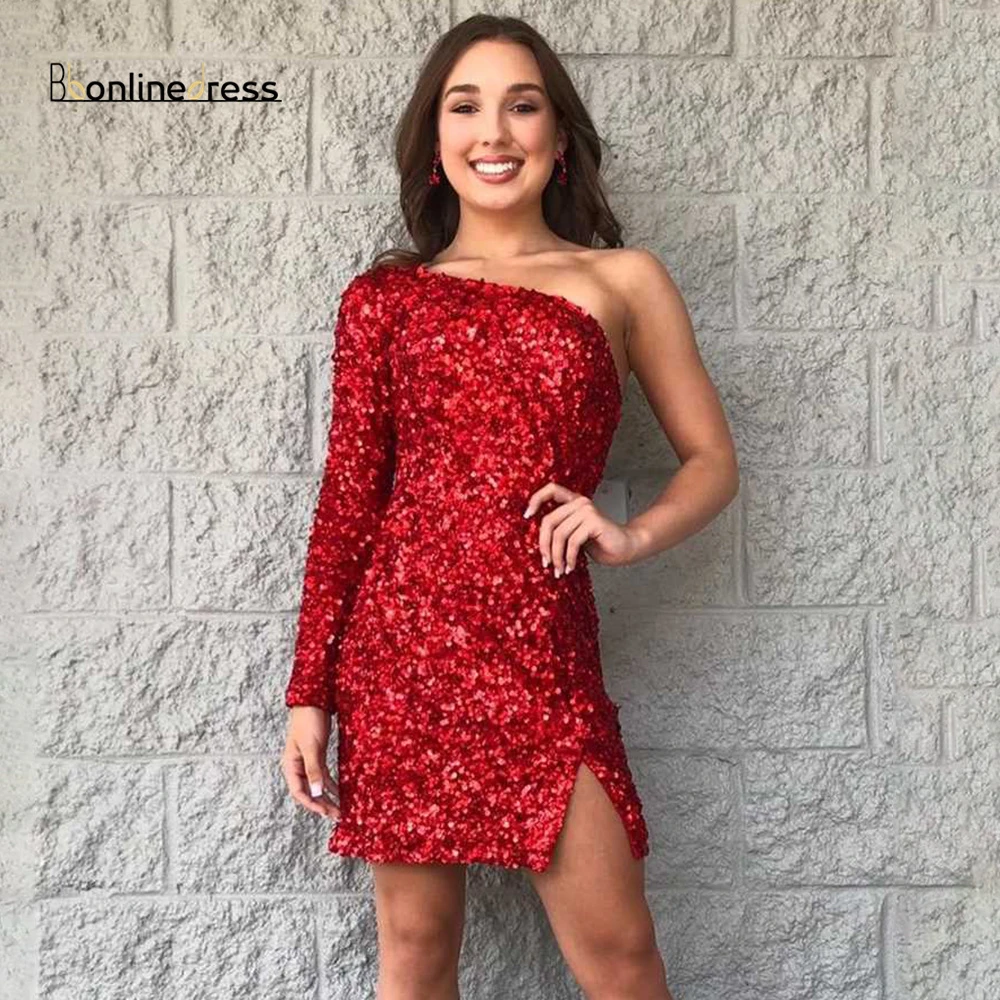 One shoulder short homecoming dresses Clearance