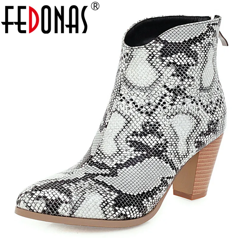 

FEDONAS Newest Euro Style Animal Prints Women Ankle Boots Night Club Shoes Woman Chunky Heels Winter Fashion Western Short Boots