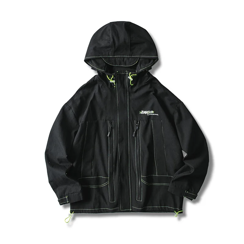 

2019 New Style Japanese-style National Trends Autumn Black Hooded Coat Jacket Men's Men'S Wear