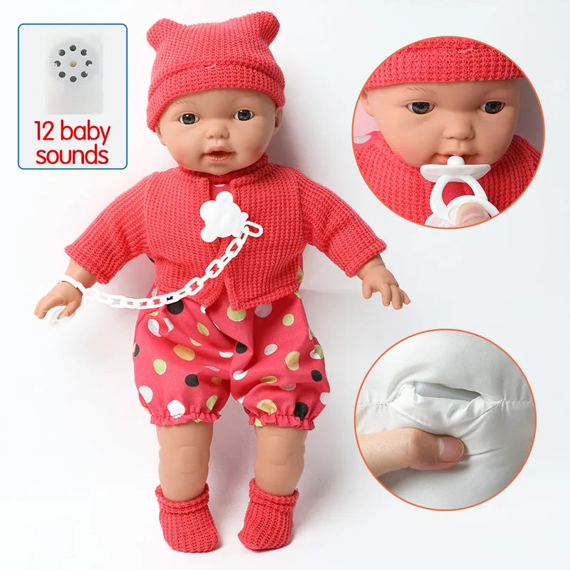 16 дюймов имитация Bebe reborn doll звук длинные волосы 40 5 см Реалистичная набивка хлопок
