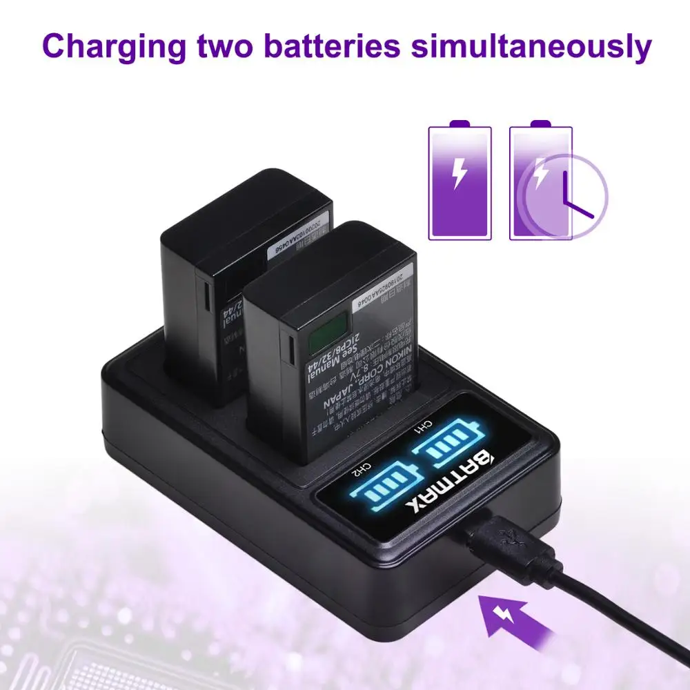 Batmax EN-EL25 EN EL25 1680mAh バッテリー + LED USB デュアル