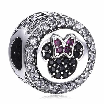 

Authentic 925 Sterling Silver Bead Charm Limited Edition Cartoon Mouse With Crystal Beads Fit Pandora Bracelet Bangle Jewelry