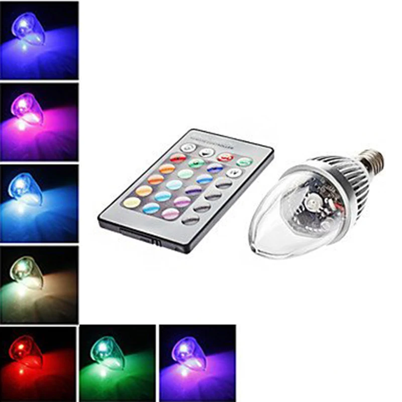 Litwod Z20 LED Lamp E27/E14 110V-220V 3W bulb light Power candle light Ball bulb RGB light Remote control candle light