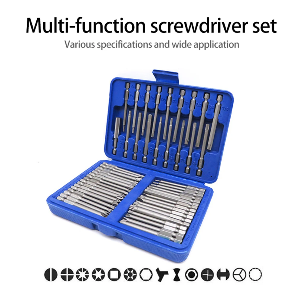 50pcs 75mm Security Screwdriver Bits Extra Long Reach Bit Set Torx Star Hex Spline Slotted Phillips Hand Tools | Инструменты