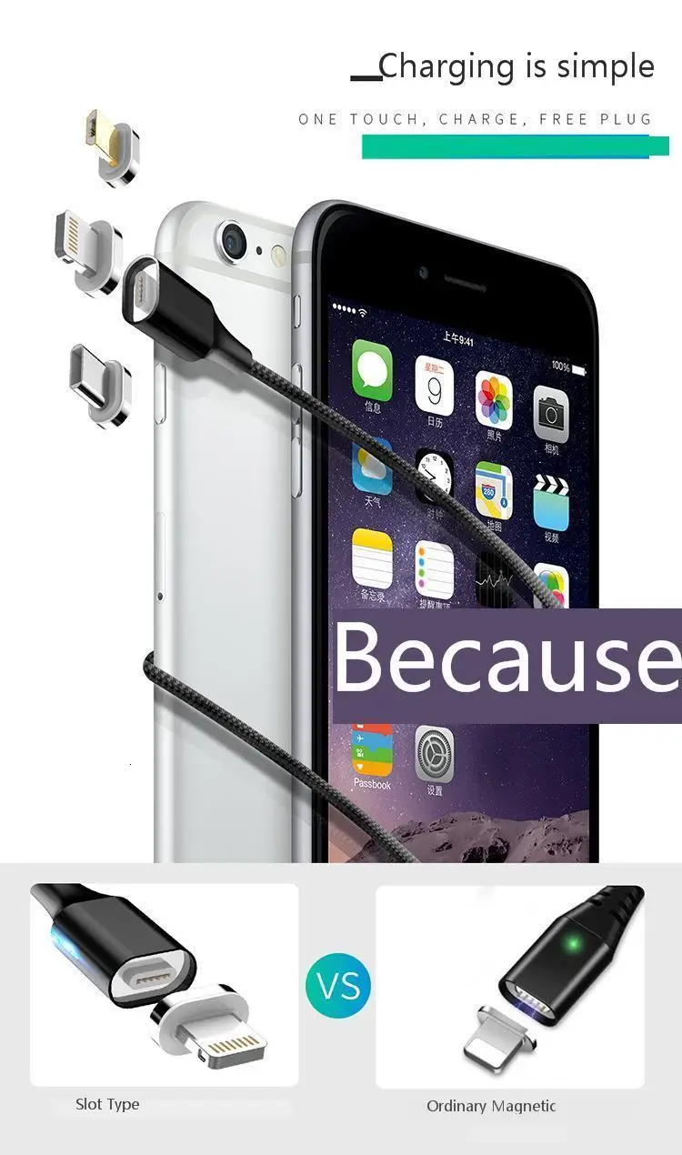 Магнитный Micro USB кабель Vogek 3A для iPhone, samsung, Android, адаптер для быстрой зарядки, кабель для телефона, магнитный кабель для зарядки и передачи данных, провод 1 м