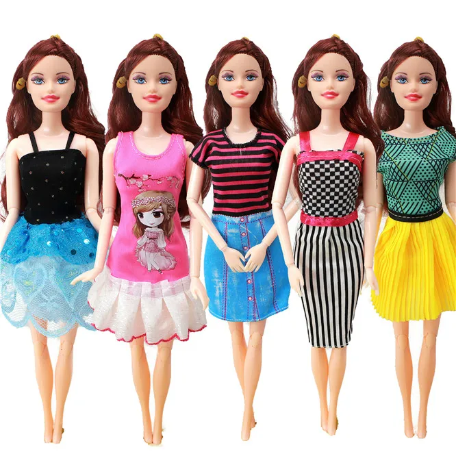 5 set Handmade Fashion Outfit Daily Casual Wear Blouse Shirt Vest Bottom Pants Skirt Clothes For Barbie Doll Accessories Toy 14