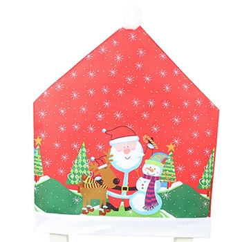 

6Pcs Christmas Ornaments Chair Cover Dinner Dining Table Santa Claus Snowflake Snowman Red Cap Ornament Chair Back Covers Decor