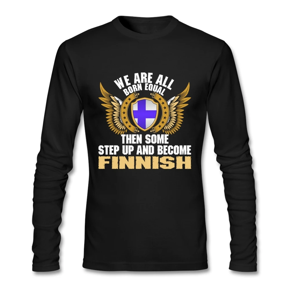 Cheap Some Step Up And Become Finnish Finland Flag T-shirts Men Long Sleeve Pure Cotton Crew Neck Camisetas For Teenage | Мужская одежда