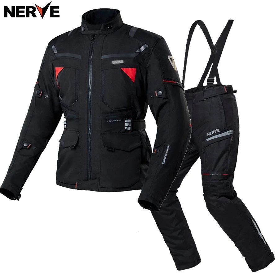 US $347.28 Free shipping 1set Waterproof Motorcycle Jacket and Pants Offroad Riding Windproof Winter Warm Lining Coat Reflection 3 Layer