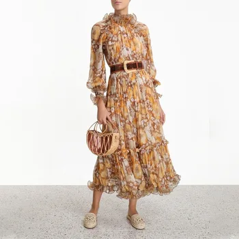 

New Spanish Design Lace Patchwork Pleated Fairy Dress Women Solid Color Sweet Vestidos Dresses Party Night Ruffles Print