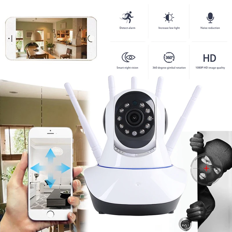 

1080P HD Wifi+AP IP Camera 5 Antenna Zoom Motion Detect Camera H.264 Two-way Voice Call Night Vision Home Security CCTV Camera
