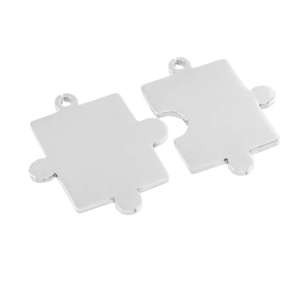Simsimi 50pcs DIY Piece jigsaw puzzle tags charms high polish Pendant stainless steel Necklace for men women wholesale price | Украшения и