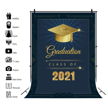 

Laeacco 2021 New Year Graduation Party Decoration Customized Banner Poster Photo Background Photography Backdrop Photo Studio