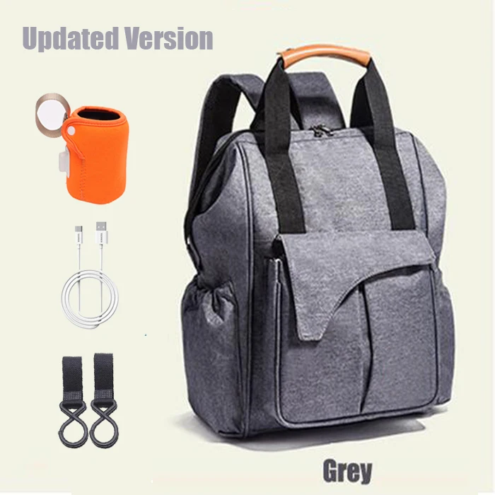 Grey-Updated PYETA сумка для подгузников для детских вещей аксессуары, Детская сумка для мамы, рюкзак для подгузников Bolsa Maternidade сумка для ухода за ребенком - Цвет: Grey-Updated