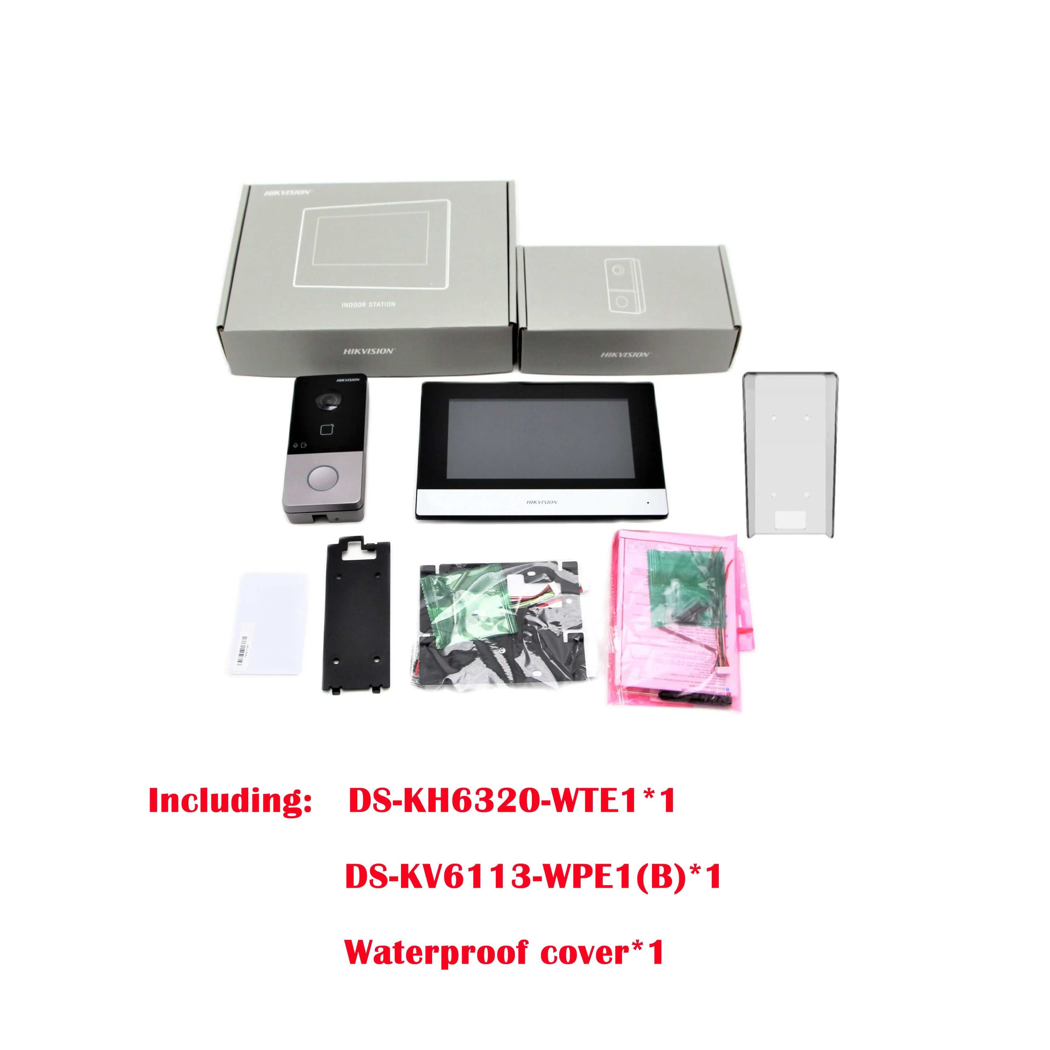 door intercom with camera Hikvision IP Video Intercom Kit DS-KIS603-P(B)  Include DS-KV6113-WPE1 + DS-KH6320-WTE1 POE Doorbell Door Station WIFI Monitor aiphone intercom Door Intercom Systems