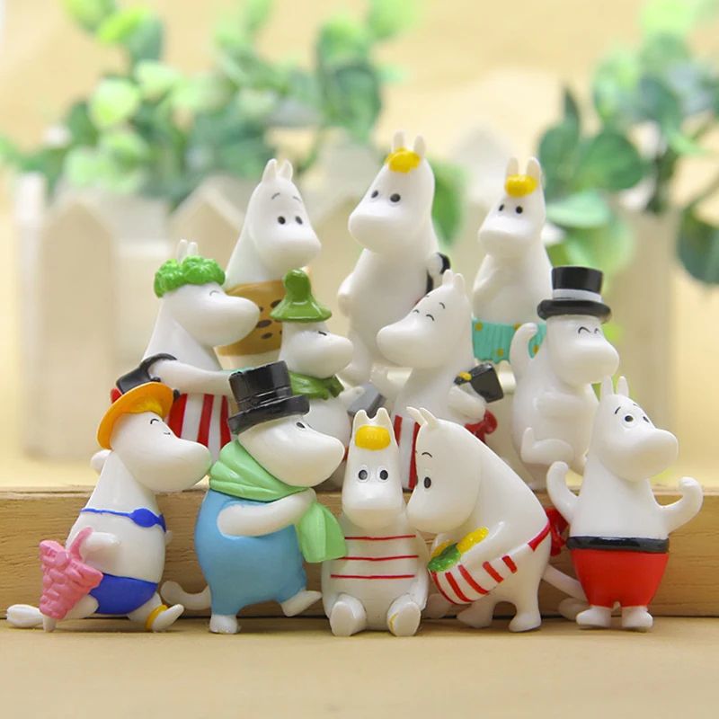 12 Pc Dollhouse Puzzle Cascade Hippopotamus Family Miniature Figures Jenga Micro Layer DIY Landscape PVC Model Creative Toy Gift-4