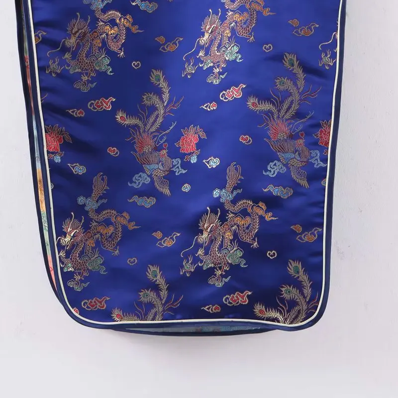 Linjiashop атласное китайское платье chenogsam женская уличная одежда темно синий