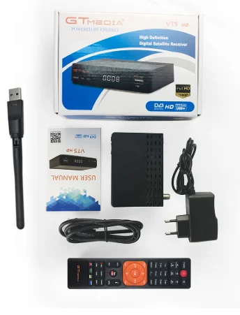 GT Media v7s hd DVB-S2 Freesat Satellite receiver Decoder&1.5 year Europe Spanish Portugal server cccam H.265 HD v8nova v9 super