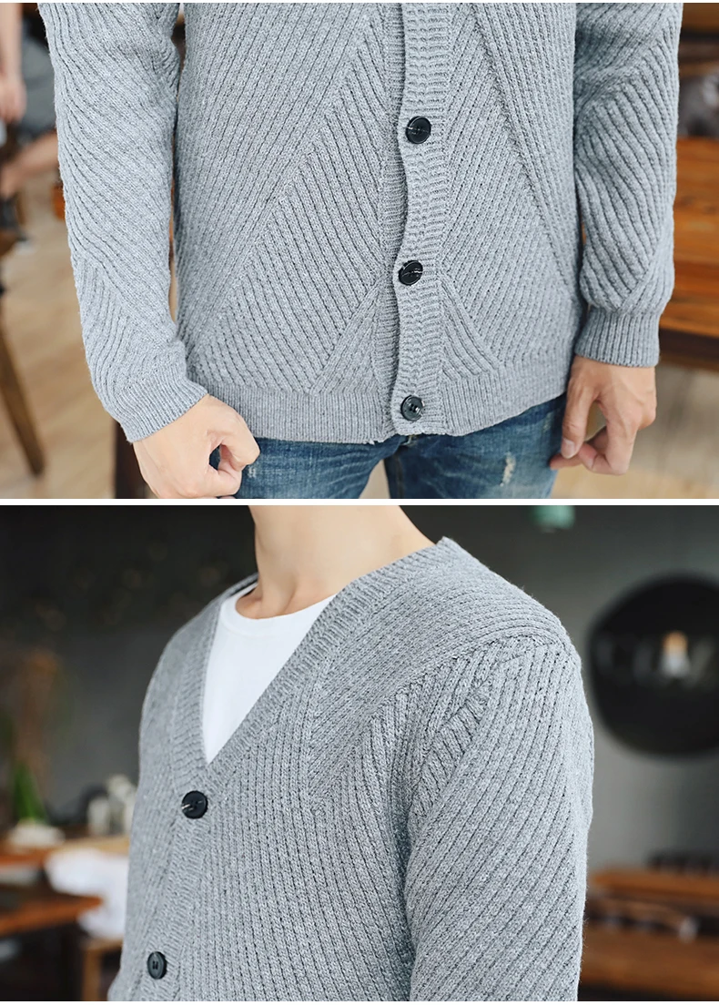 V-Neck Sweater Men's Twist Knitted Sweater Bottom Cardigan Tee Cardigan Solid Regular Casual Business Japan Style Koren Style