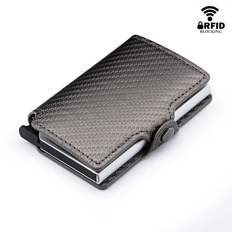 RFID 2020 модный мужской карбоновый кожаный держатель для карт Автоматический