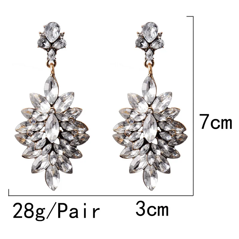 Flower-Shaped Pure White Crystal Rhinestone Earrings 6