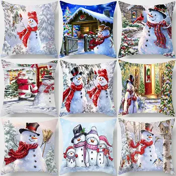

1Pcs Snowman Christmas Santa Claus Pattern 45*45cm Polyester Cushion Cover Decorative Sofa Home Car Decor Pillowcover 41001