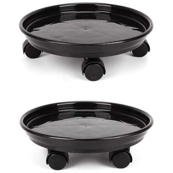 

2 Packs of Plant Caddies, Round Potted Plant Stand with Wheels, Heavy Pot Rack Trolley Cart Tray Tray, with Universal Wheels for