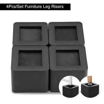 

4pcs Home Chairs Anti Scratch Solid Black Square Furniture Feet Increase Height Sofa Bed Cabinet Portable Non Slip Protective