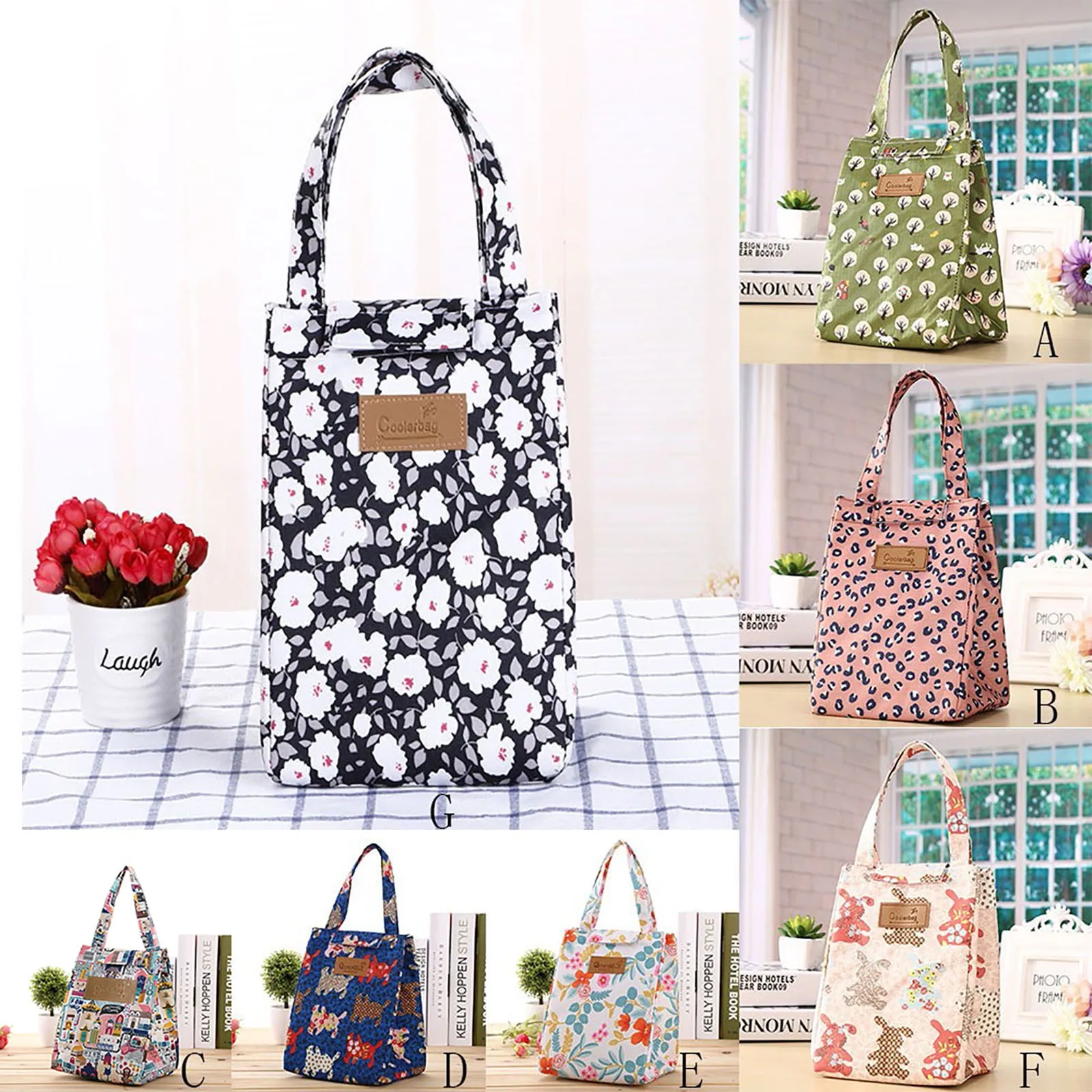 Fiambrera térmica portátil con estampado bonito, bolsa aislante para el almuerzo, Picnic, bolso de almacenamiento, impermeable