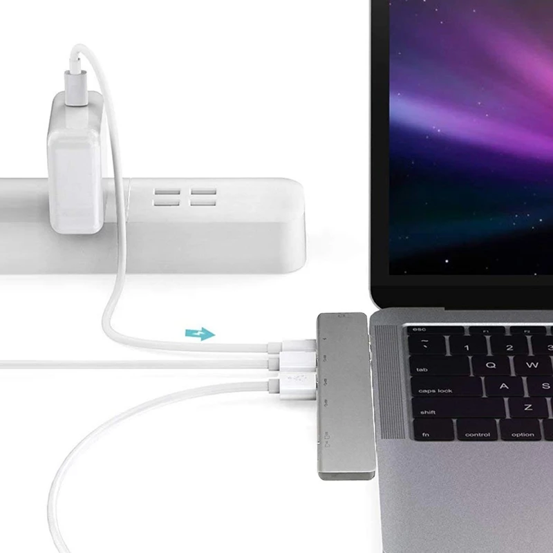 7 в 1 Thunderbolt3 USB 3,1 type C концентратор 4 к 60 Гц USB адаптер Поддержка 87 Вт Зарядка для MacBook Pro/tv
