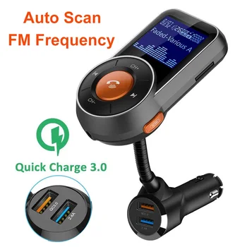 

Konrisa FM Modulator Car Bluetooth FM Transmitter Aux Out Handsfree Car Kit Music Player Auto Scan Frequency with TF Card Slot