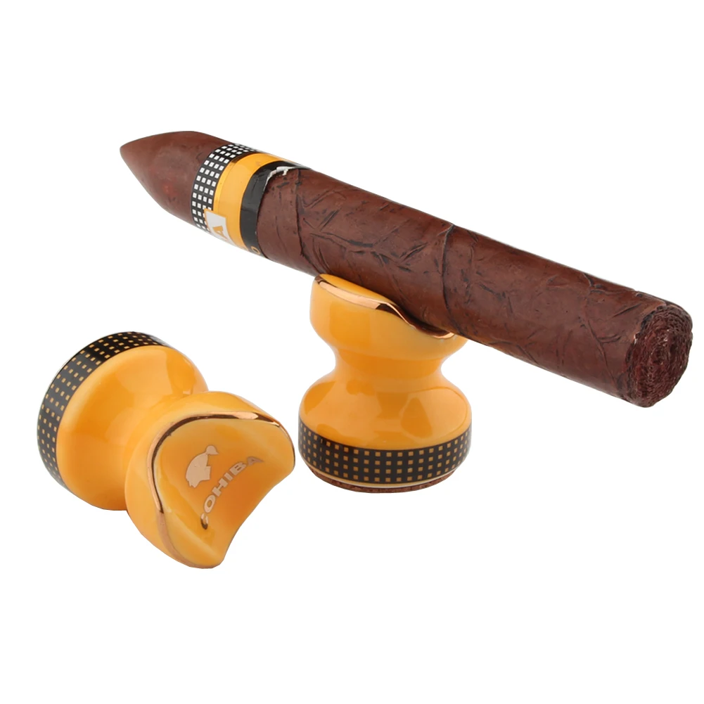 COHIBA керамическая пепельница для сигар для улицы, держатель для сигар, мини аксессуары для сигар, Портативная подставка для сигар, 2 шт