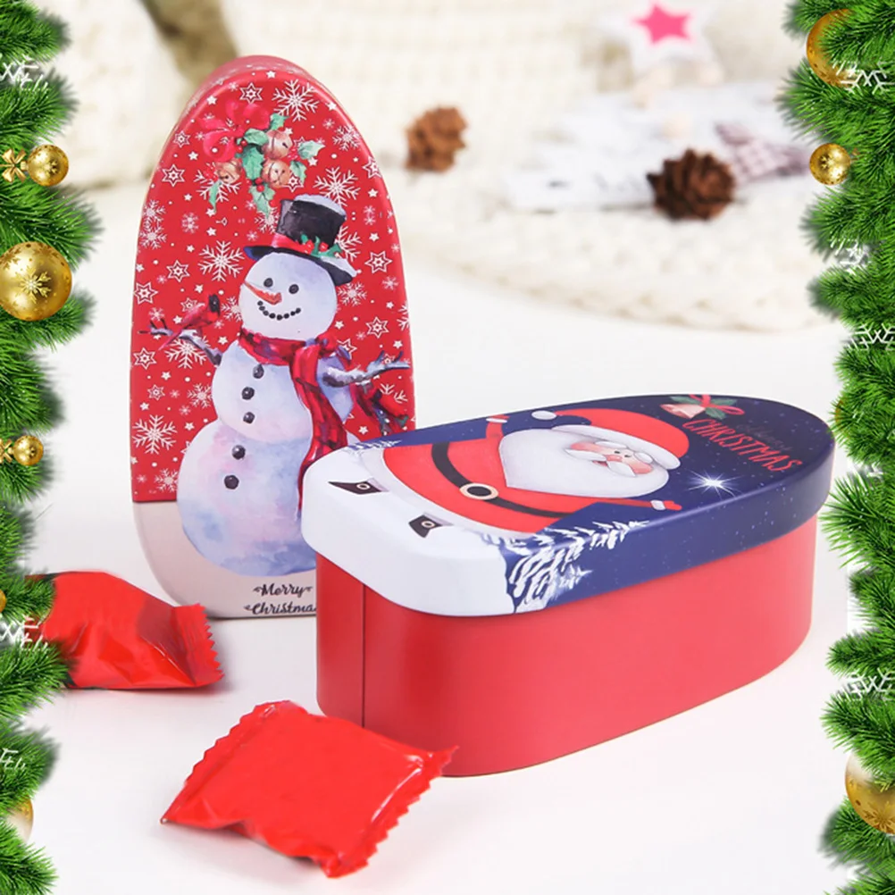 4Pcs Candy Box Iron Box Tinplate Rectanglar Xmas Themed Tin Case For Wedding Party Christmas Gift Color Random
