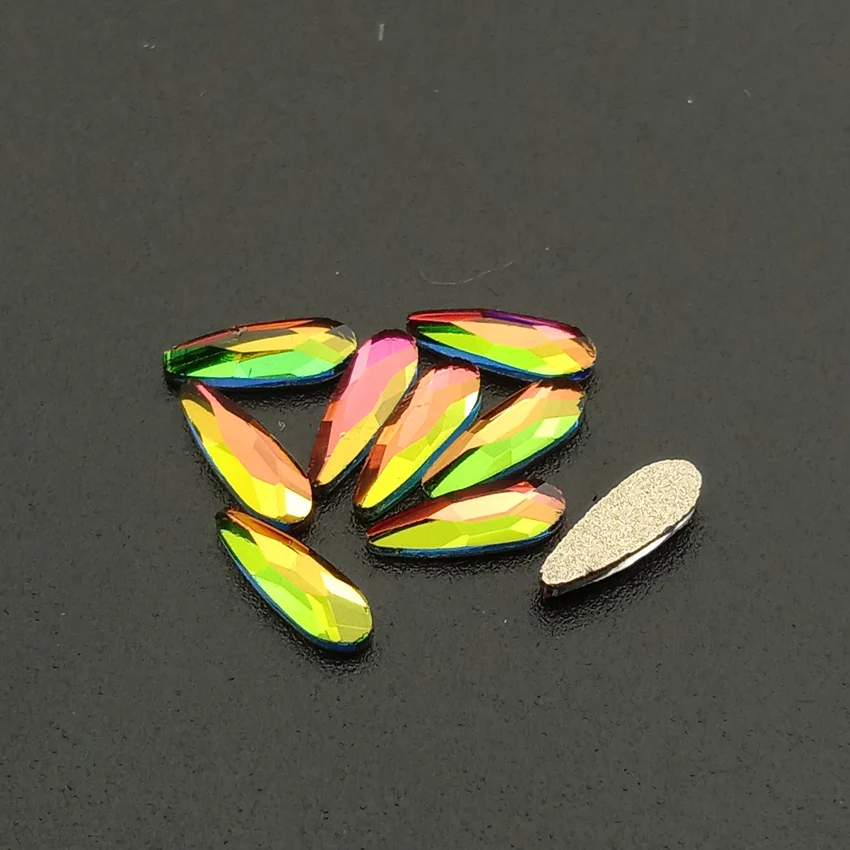 2X6mm Flame Высокое качество, 50 шт., Стразы для ногтей с плоской задней поверхностью, стеклянные хрустальные подвески, драгоценные камни для украшения ногтей, аксессуары, 3D украшение для ногтей, маникюр - Цвет: 2X6mm Flame