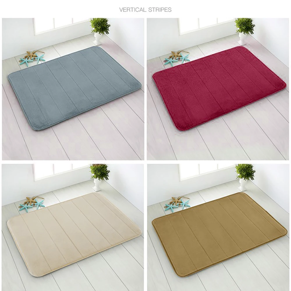 Multifunctional Micro Fabric Memory Foam Bathroom Shower Bath Mat Anti Non Slip Thick Durable Bedroom Kitchen Coral Fleece Carpe