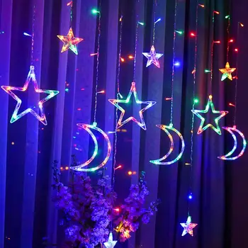 

Moon Star Durable Romantic Super Bright Moon Star Lamp String LED Lamp String Fairy String Light 8 Modes Wedding Neon Lantern
