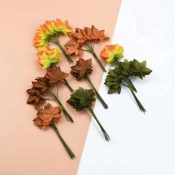 

12PCS cheap christmas Leaves decorations for home garland candy box gifts box a cap scrapboflower wall scrapbooking fake Leaf
