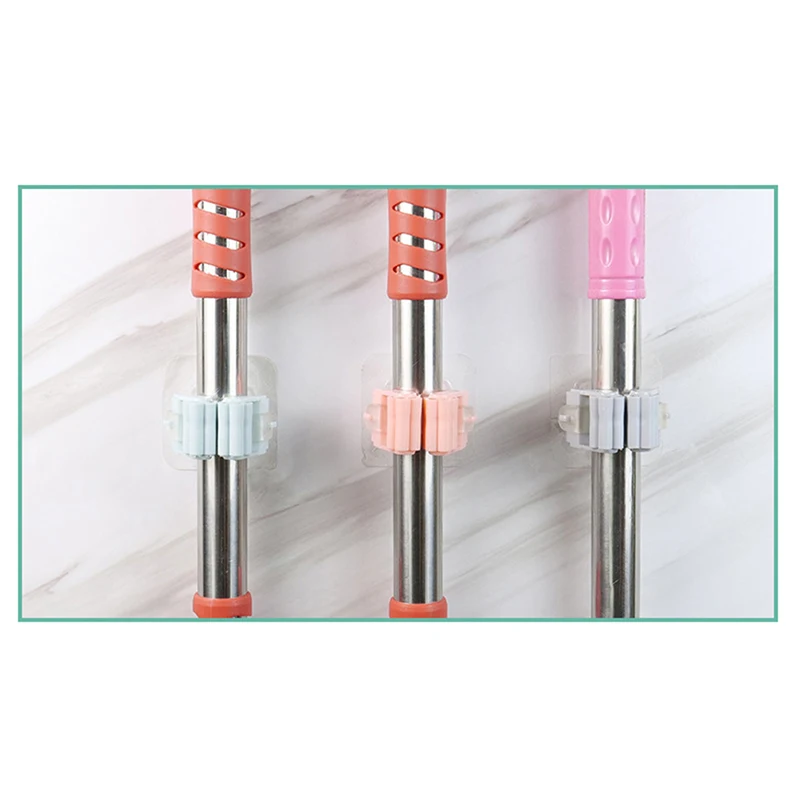 High Quality Wall Mounted Mop Clip Mop Organizer Holder Brush Broom Hanger Home Storage Rack Bathroom Suction Hanging Hooks