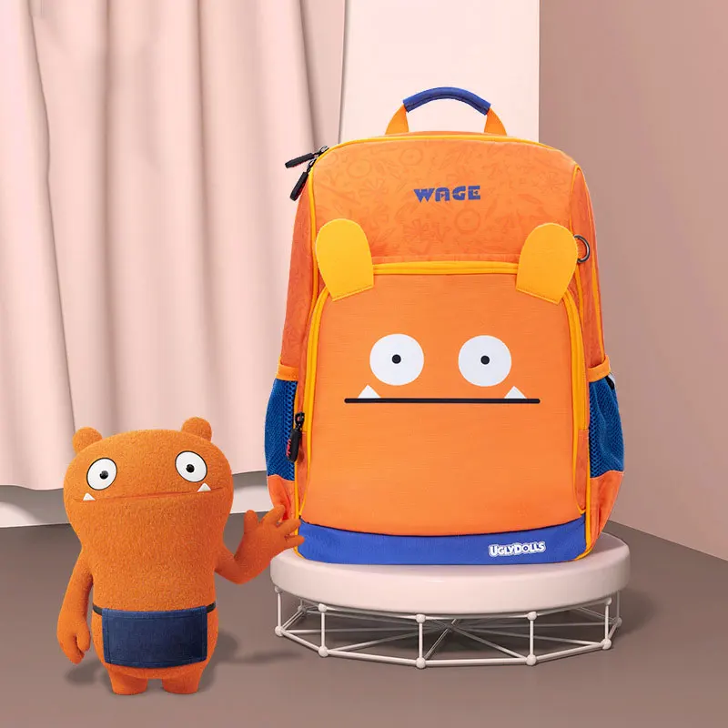 Orange KOKO/детская школьная сумка с 3D рисунком кота для девочек и мальчиков, ортопедический школьный рюкзак для детей 5-12 лет, mochila infantil - Цвет: Orange
