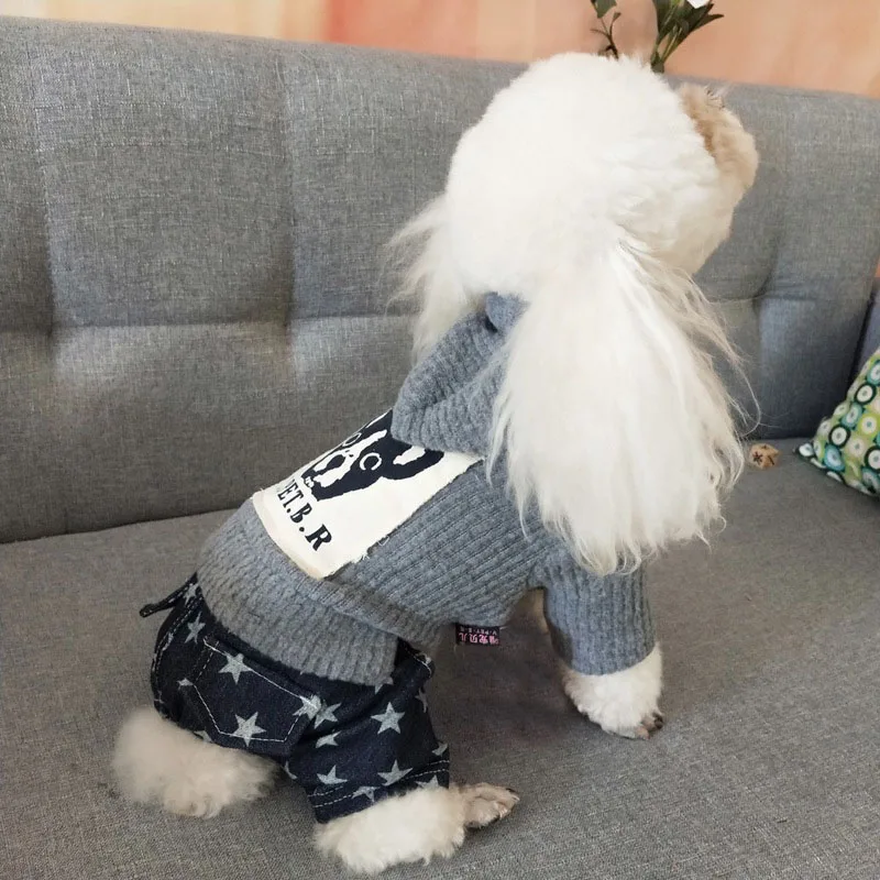 

Dog Winter Clothes Thick Jumpsuit Jeans Four Legs Warm Jacket Pets Jumpsuits Coat For Small Dogs Poodle Overalls Pet Clothing Bulldog XS-XL FH-36688