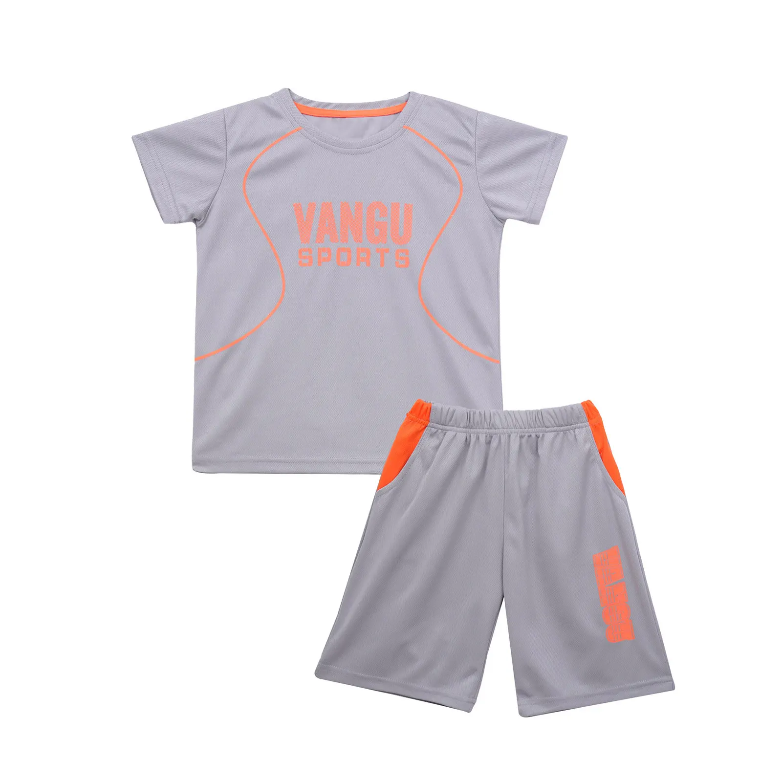 Fashion Kids Boys Tracksuit Breathable Net Sports Suit Sport T-shirt and Shorts Basketball Football Outfits Uniforms Sportswear