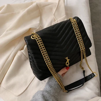 

Solid Color Ladies Shoulder Bag Chain Square Bag Casual Leather Bag New 2020 Fashion Texture Wild Rhombus Crossbody Bag