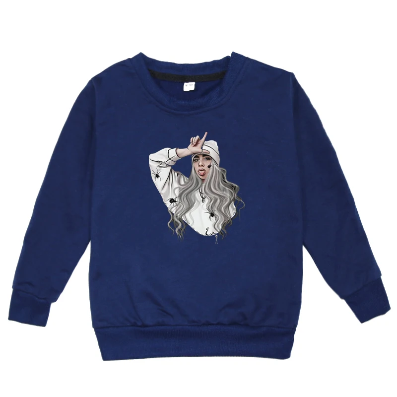 kids hoodies 2 Billie Eilish/толстовки с принтом для маленьких мальчиков и девочек; повседневные весенне-осенние детские толстовки с капюшоном с длинными рукавами; детская футболка; одежда - Цвет: kids hoodies 2