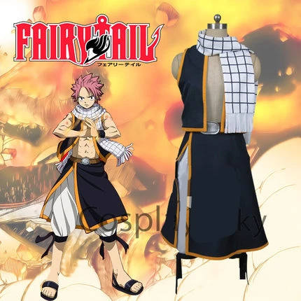 Высокое качество аниме Феи хвост косплей костюм Etherious Natsu Dragneel Cool Cos мужской шарф
