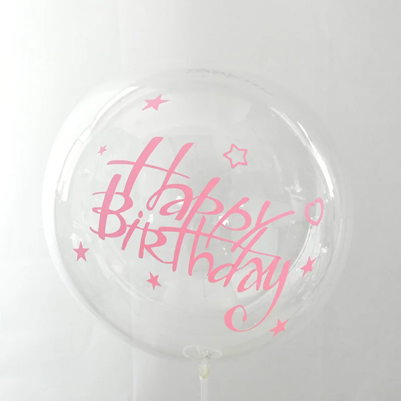 1 шт. 20 дюймов прозрачный шар с наклейкой на день рождения воздушные шары Гелиевый шар Свадебные украшения для дня рождения - Цвет: Pink-B